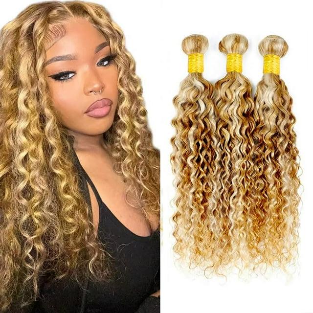 Hair Bundles CnumGunm Blonde #30 Water Wave 30 35 40 cm 3 x 100 g
