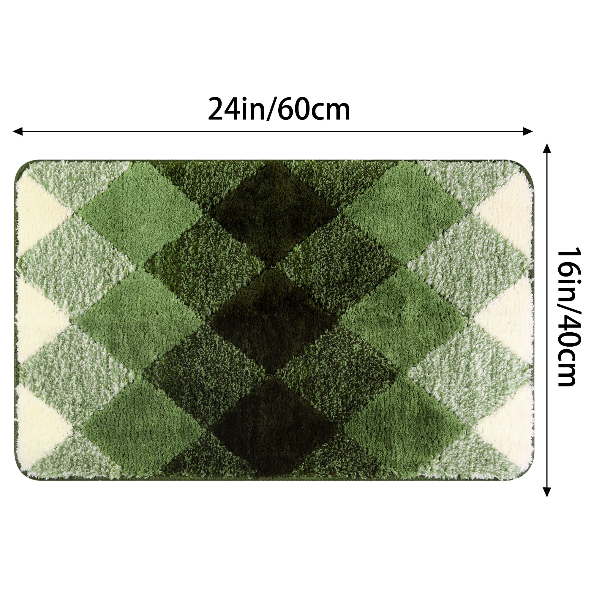 Unique Bargains Geometric Pattern Bathroom Rug Mat Soft Absorbent Bath Mat Non-Slip Carpet Green 16" x 24"