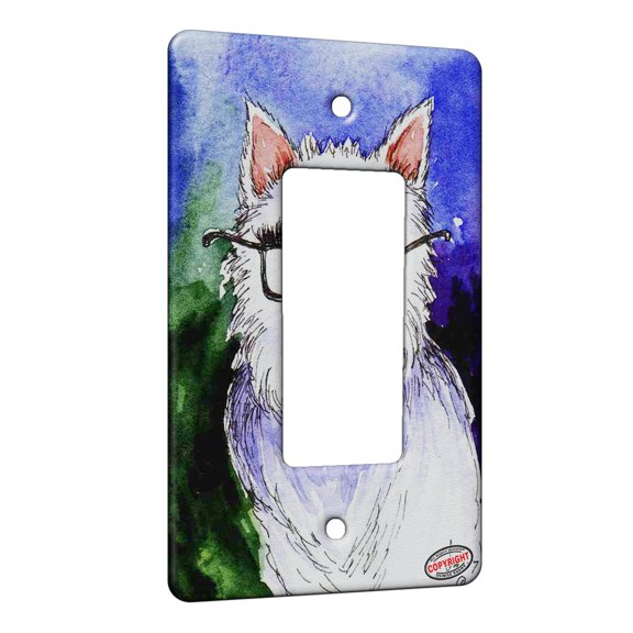 KuzmarK™ 1 Gang Rocker Wall Plate - Westie Incognito West Highland White Terrier Dog Art by Denise Every