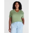 thumbnail image 2 of Time and Tru Women's V Neck Tunic Tee with Short Sleeves, Sizes XS-XXXL, 2 of 6