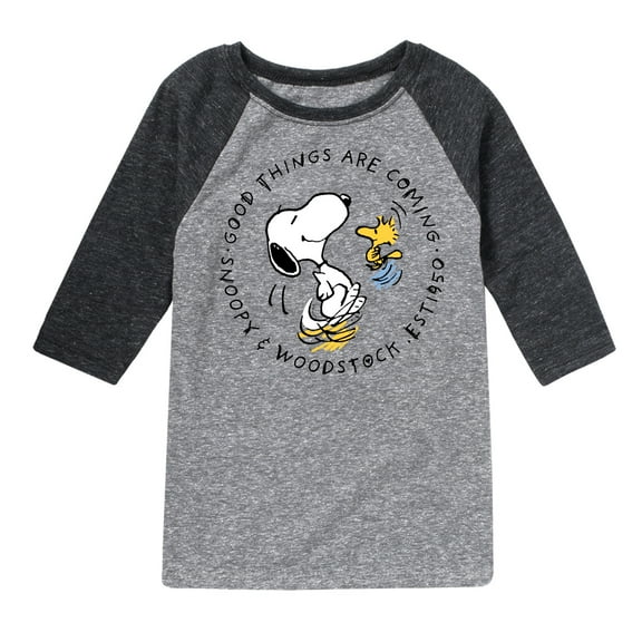 Peanuts - Good Things Are Coming Circle - Youth Raglan Tee
