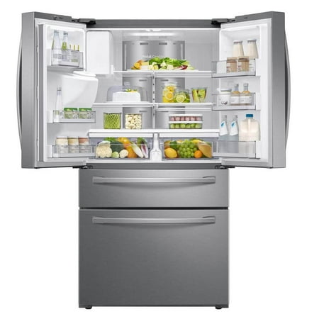 Samsung - Family Hub 22.2 Cu. Ft. 4-Door French Door Counter-Depth  Fingerprint Resistant Refrigerator - Stainless steel
