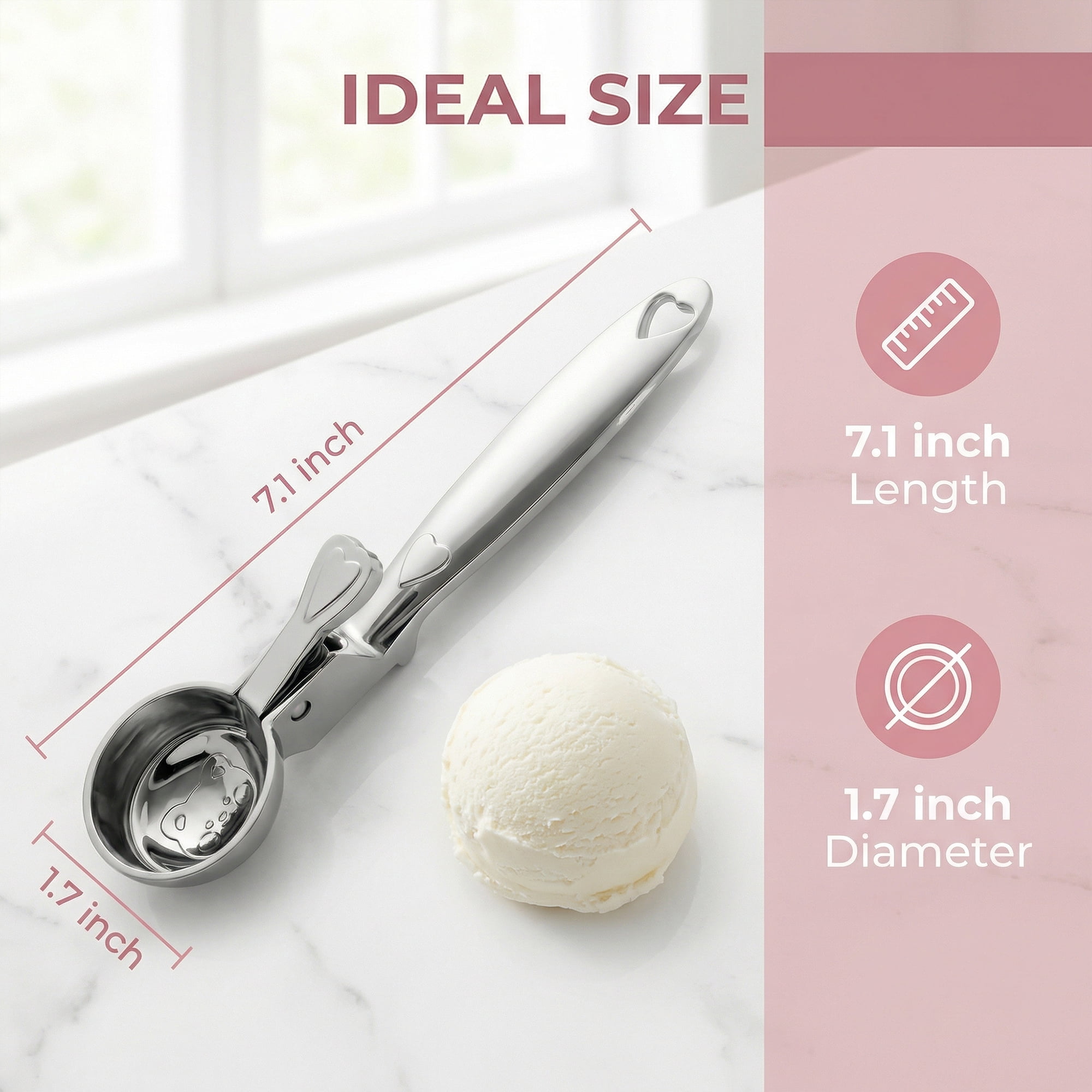 Unique Bargains Ice Cream Scoop 1 Pcs Zinc Ice Cream Scooper Silver A 7.1in
