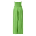 thumbnail image 5 of ZAZYULZ Womens Summer Jumpsuits 2024 Women's Summer Fashion Casual Smocked Wide Leg Jumpsuit Romper Sleeveless Tube Neck Jumpsuit(Green,Xl), 5 of 6