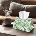 thumbnail image 4 of COEQINE Tissue Box Cover Organizer PU Leather Rectangle Facial Paper Holder Paper Tissue Holder for Bedroom Dresser, Tabletop, Dinner Table, Office Desk, Green Leaf, 4 of 7