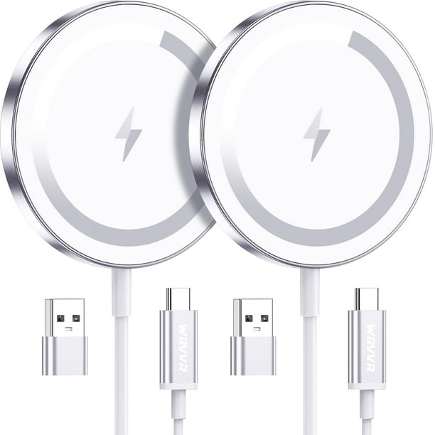 Cargador inalámbrico magnético WRVVR para Apple Mag-Safe, paquete de 2