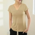 thumbnail image 4 of JIUKE Womens Pajamas Tops Cap Sleeve T-Shirts Casual V Neck Undershirts Loose Fitted Homewear Blouses, 4 of 5