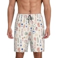 thumbnail image 1 of Balery Doodle Wine Pantalones cortos de pijama de punto de algodón para hombre con cinturilla y bolsillos-4X-Large, 1 of 6