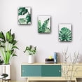 thumbnail image 5 of 3 Panels Framed Canvas Wall Art Painting Green Leaf Simple Life Pictures Wall Decor Tropic Monstera Plant Watercolor Artwork Easy to Hang for Home Bathroom Office Wall Decoration 12x16 inch, 5 of 5