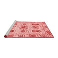 thumbnail image 2 of Ahgly Company Machine Washable Indoor Round Abstract Red Modern Area Rugs, 3' Round, 2 of 4