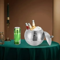 Dwellnix Sparkling Disco Ice Bucket with Lid, 0.4 Gal Stainless Steel Cooler for Parties, BBQs, and Cocktail Events, Decorative Sequin Design for Home or Bar Use