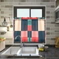 thumbnail image 4 of Yayeee Kitchen Curtains Tier Pair Light Filtering 27"x36" Rod Pocket Short Cafe Window Panel, Red Teal Plaid, 4 of 7