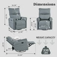 thumbnail image 4 of Modern Rocker Recliner Chair with 360° Swivel, Adjustable Lumbar Support & Side Pockets, Space-Saving Design for Living Room Home Theater Comfort, Blue-Gray, 4 of 9