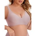 thumbnail image 4 of INSPIRE CHIC Women's Deep V Seamless Wirefree Adjustable Straps Bras Light Soft Cup Plus Size Lingerie XL Pink, 4 of 4