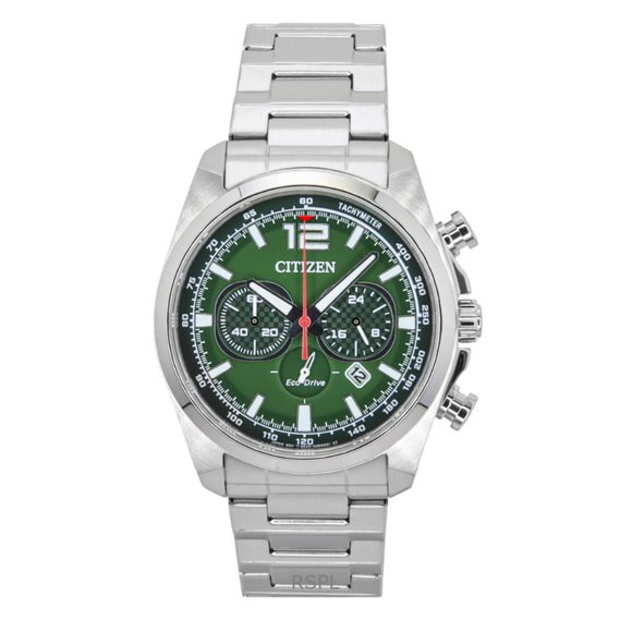 Citizen Eco-Drive Chronograph Stainless Steel Green Dial CA4640-50X 100M Men's Watch
