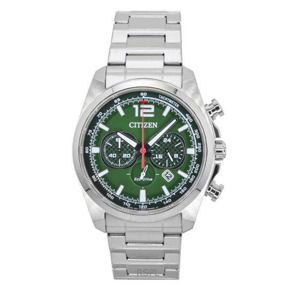 Citizen Eco-Drive Chronograph Stainless Steel Green Dial CA4640-50X 100M Men's Watch