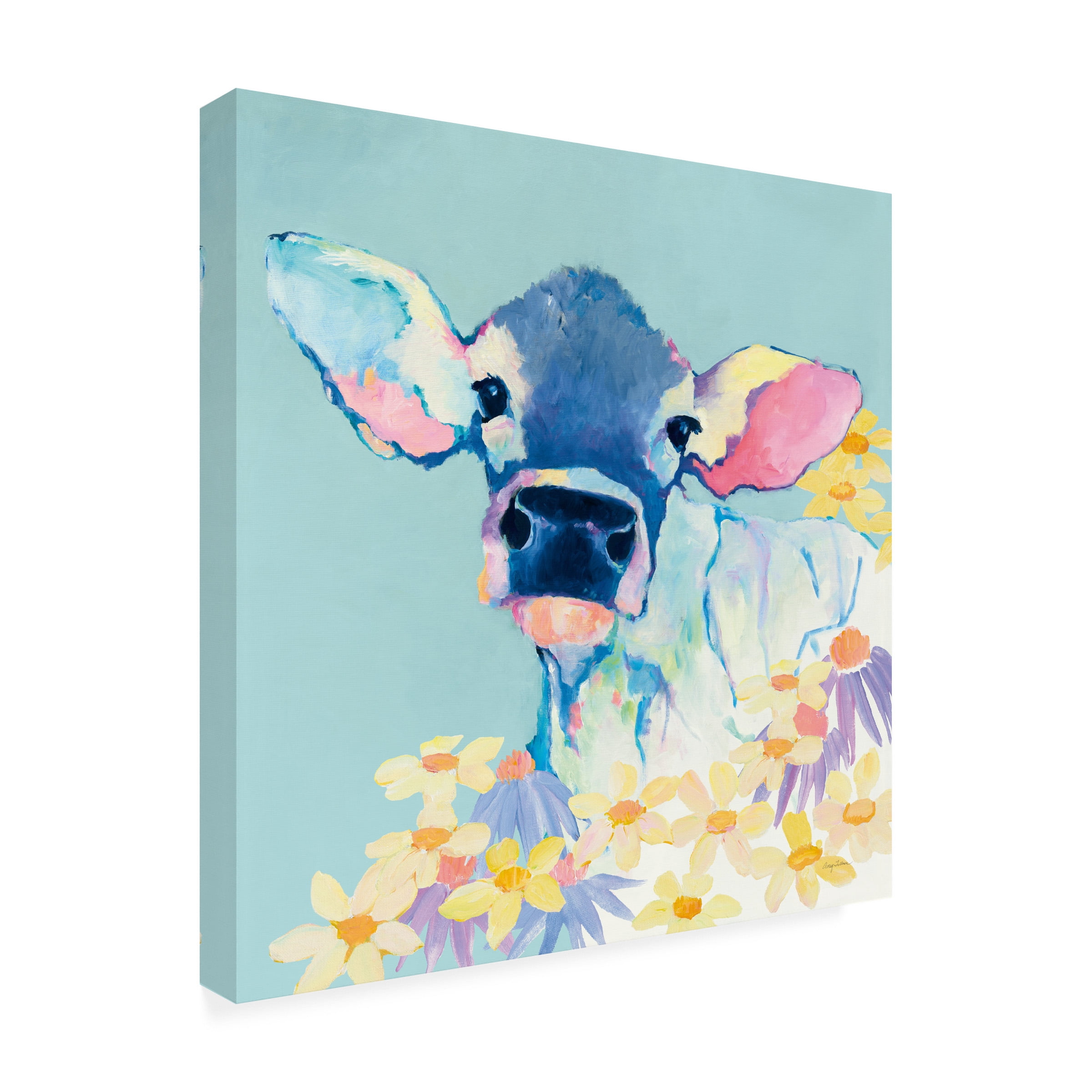 Avery Tillmon 'Bessie with Flowers on Teal' Canvas Art