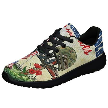 

Veteran Memorial Day Always Remember Our Heroes Remember Soldiers Shoes Sneakers Black Size 4.5