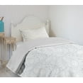 thumbnail image 4 of Ambesonne Grey and White Quilted Bedspread Set 2 Pcs, Shabby Botany Herbs, Twin Size, Grey White, 4 of 6