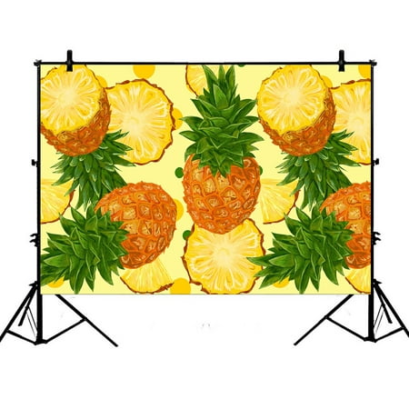 Image of PHFZK 7x5ft Summer Tropical Beach Backdrops Pineapples Photography Backdrops Polyester Photo Background Studio Props