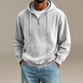 thumbnail image 5 of WIZUTIZ Men's Quarter Zip Hoodie Solid Color Pullover Sweatshirt for Men Casual Wear Athletic Hooded Sweatshirt with Kangaroo Pocket for Cozy Fall Winter Streetwear Tops, 5 of 6