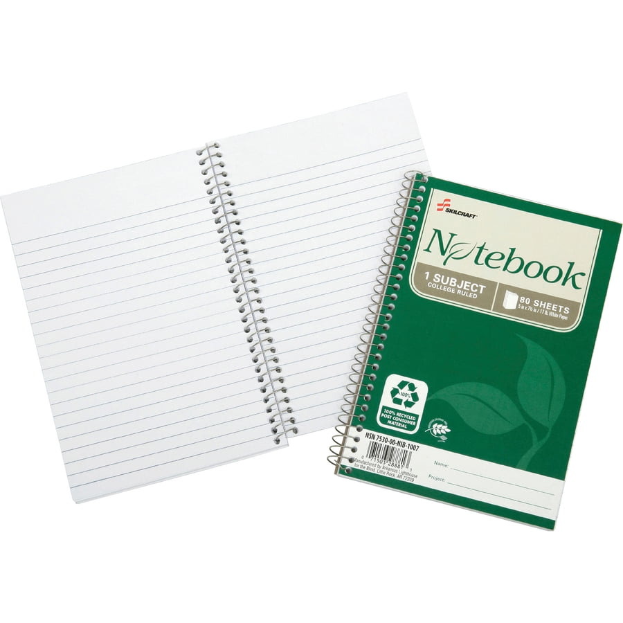 SKILCRAFT, NSN6002013, One Subject Spiral Notebook, 6 / Pack
