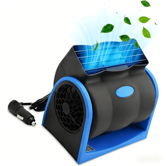 12V Car Dash Fan, No Leaf Quiet Cooling, Powerful RV Ventilation, Squirrel Cage, 2 Speed Electric Air Conditioner with Cigarette Lighter Plug for Auto SUV Vehicle Van