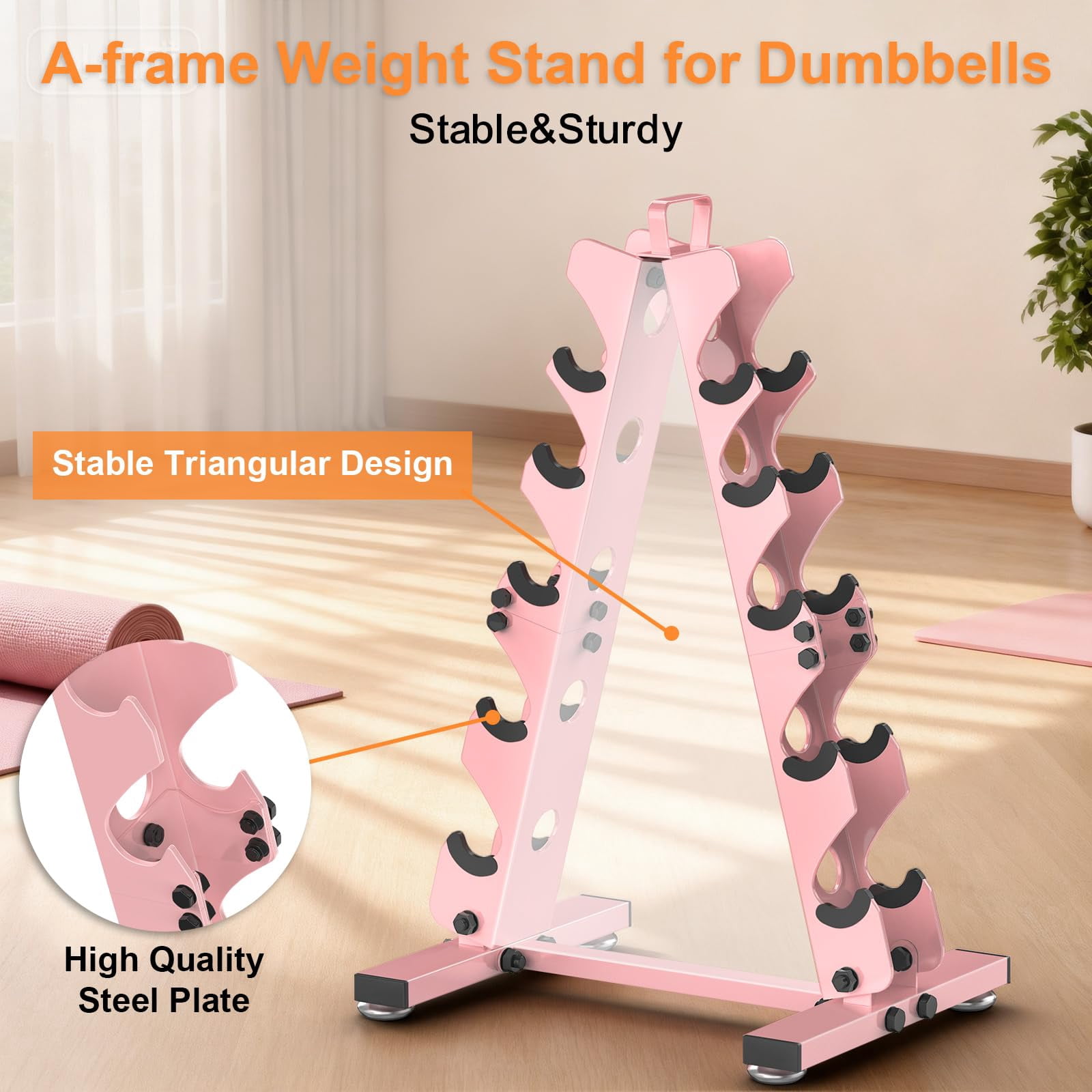 6-tier|5-tier|4-tier Dumbbell Rack Stand Only  Weight For Home Gym Storage Weights Metal A-frame Strength Holder With Handle (dumbells Not Included)