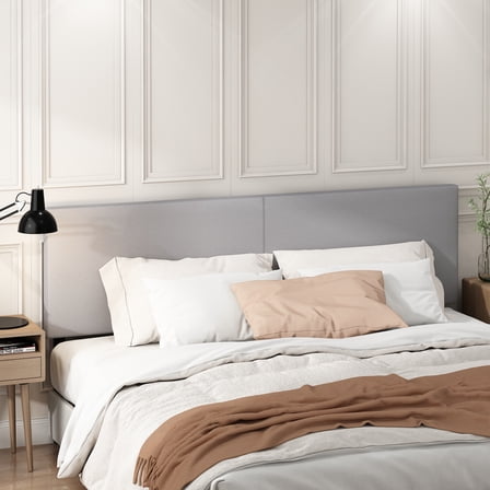 Furinno ROANNE King Upholstered Tufted Headboard Light Grey