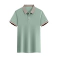 thumbnail image 2 of Sentmoon Mens Button down Blouse Plus Size Loose Turndown Collar Short Sleeve Shirts for Mens Solid Color Mens Summer Clothes Trendy for Running & Gym Workout Mint Green XL, 2 of 8