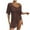 Coffee, variant on Axiiglly Beach Cover Ups for Women Solid Color Crochet Coverups Short Sleeve Side Split Swimwear Tops Hollow Out Bathing Suit Cover Up Summer Casual Bikini Vacation Oufits