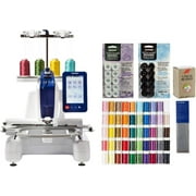 Brother Persona PRS100 Single Needle Embroidery Machine, 63-Piece Thread Set, 20 Bobbins, 100-Piece 75/11 Embroidery Needles, Stabilizer Roll