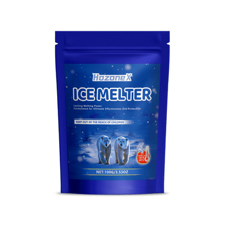 Winter Deicing Agent - Fast Snow & Ice Melter, Sodium Chloride, 100g, Easy to Use, No Residue