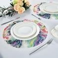 thumbnail image 6 of Coolnut 6PC Place Mats Watercolor Unicorn Flowers Round Placemat Heat-Resistant Placemats Dining Table Mat Circle Shape 15.4" for Kitchen/Dinner/Party/Restaurant Home Decor Gifts, 6 of 7