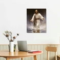 thumbnail image 2 of ONETECH Framed Jesus Wall Art Jesus Decor Walking In The Water Canvas Christian Religious Black Jesus Canvas Wall Decoration Bible Picture Poster Printing Living Room Painting Church Ready To Hang., 2 of 4
