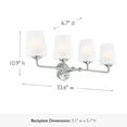 thumbnail image 5 of Stasia 33" Satin Nickel 4-Light Dimmable Vanity Light With Frosted Glass and Dual-Mount Option, 5 of 10