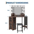 thumbnail image 3 of Bingirl Corner Vanity Desk: LED Lighted Mirror, Charging Station, Storage Cabinet with Stool, 3 of 6