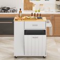 thumbnail image 2 of HQZX Rolling Kitchen Island Cart with Tilt Trash Cabinet,3 Spice Racks for Kitchen, 28.9"L,White, 2 of 15