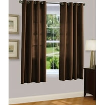 1 PANEL MIRA SOLID BROWN COFFEE SEMI SHEER WINDOW FAUX SILK ANTIQUE BRONZE GROMMETS CURTAIN DRAPES 55 WIDE X 63" LENGTH
