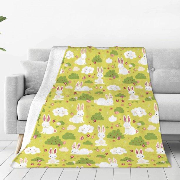 Balery Easter Bunny Manta de Felpa Suave y Acogedora – Cobija de Franela Aterciopelada para Cama, Lavable y Cálida para Sofá, Mascotas, Transpirable-60"x50"