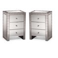 thumbnail image 1 of Plata Decor Import, Contemporary Mirrored Nightstand Duo with Stainless Steel & Premium Drawer, Rita Nightstand, Set of 2, 1 of 3