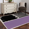 thumbnail image 3 of Purple Black Area Rugs 3'x5', Washable Small Throw Rugs for Living Room Bedroom, Farmhouse Striped Modern Abstract Art Indoor Outdoor Rug Non-Slip Low Pile Carpet Runner Reversible Floor Mats, 3 of 8