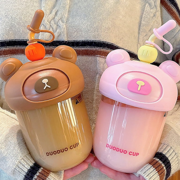 600ML Large Capacity Anti-fall Portable Baby Straw Four-cover 316 Stainless  Steel Children's Cup Kids Cups Thermos Bottle