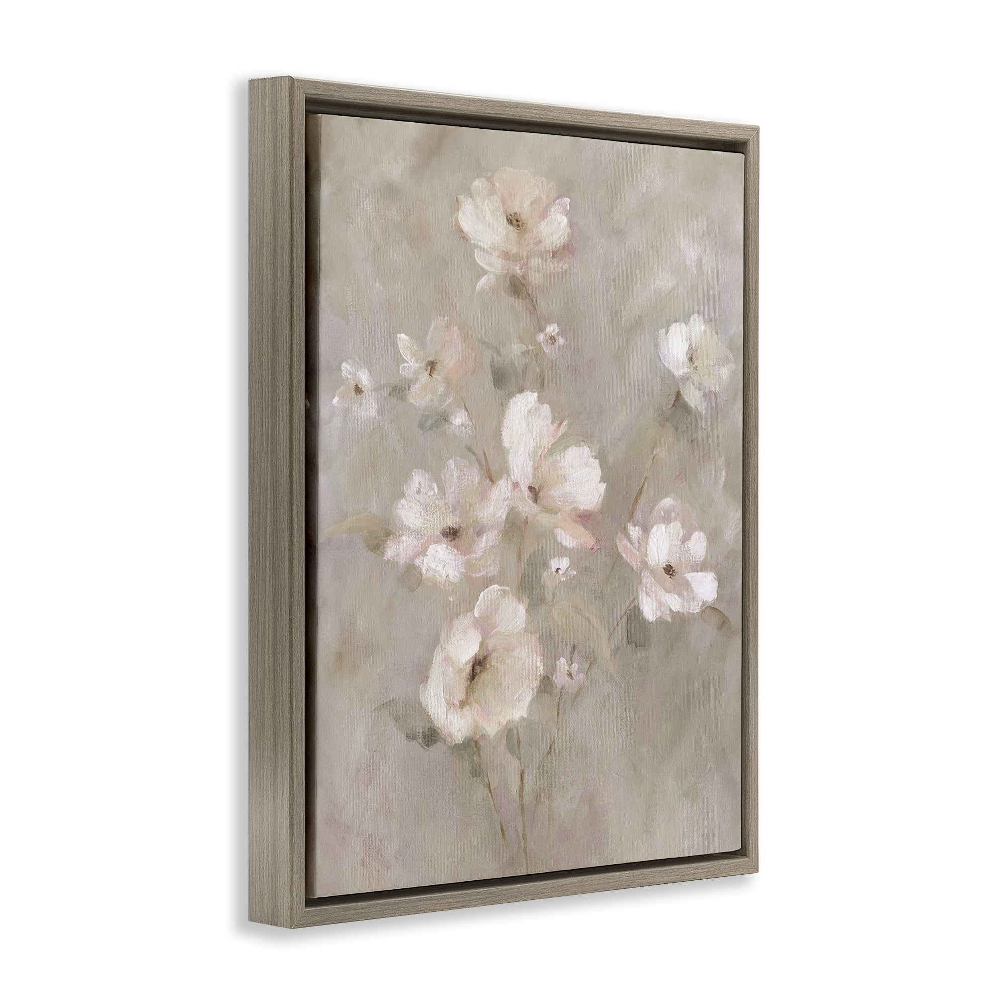 Stupell Industries Delicate Blush Floral Arrangement Brown Framed Floater Canvas Wall Art, design by Carol Robinson