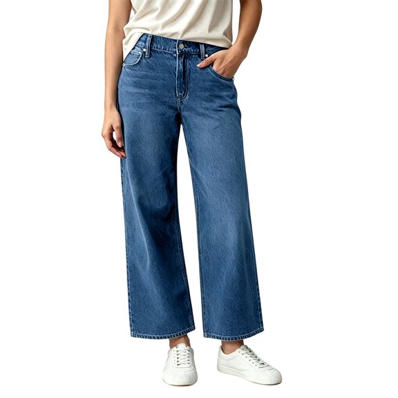Cmfcve Women's Wide Leg Jeans High Waisted Stretchy Straight Leg Jeans Trendy Casual Loose Denim Pants