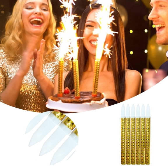 Mivalea 6 Pack Gold Sparkling Candles for Birthday Cake - Long 15cm Sparkler Candles Cake Topper Party Candles for Weddings Bottle Sweet 16 & 21st Birthday Decorations