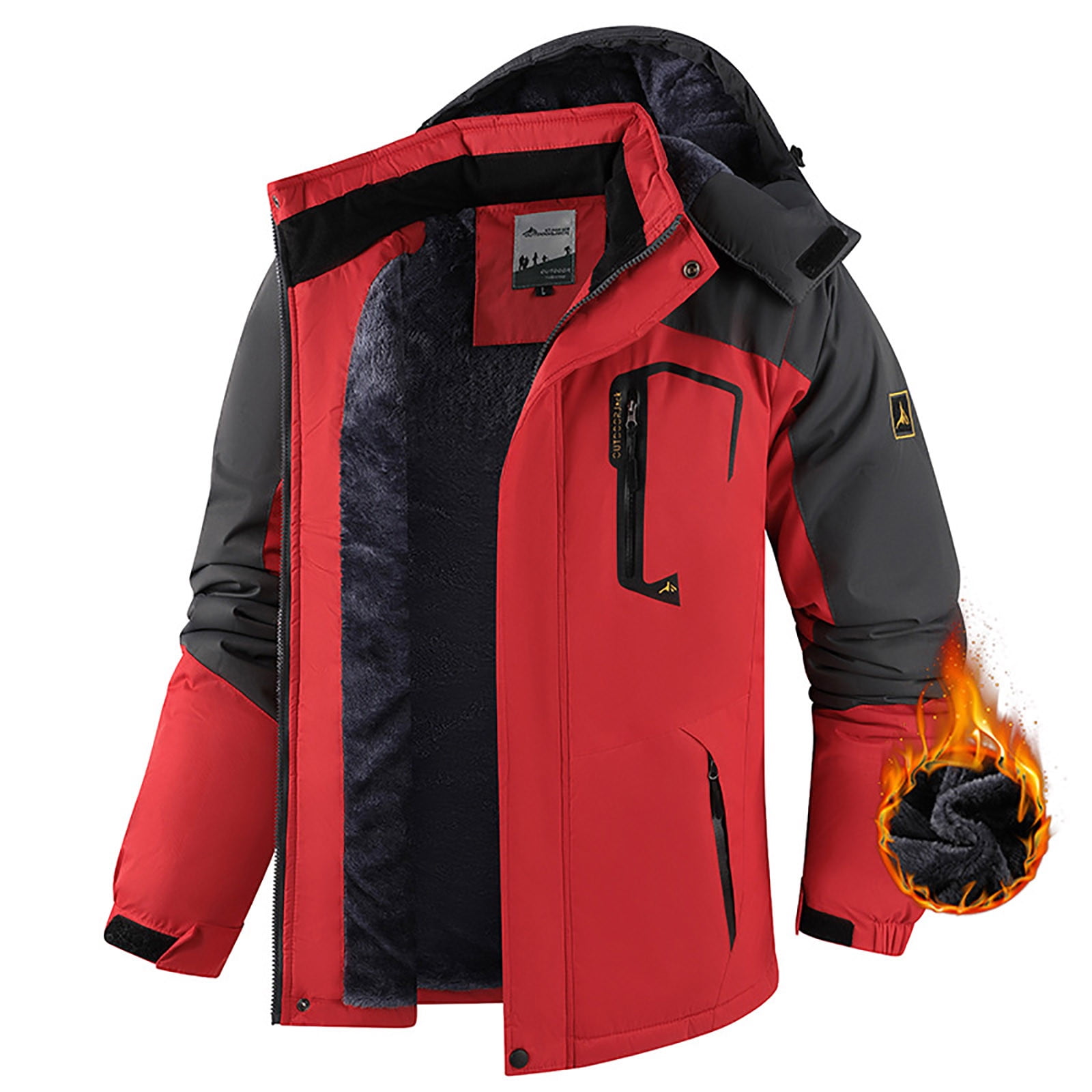 Gealkoca Men's Heavyweight Insulated Winter Parka – Waterproof Windproof Snow Coat with Sherpa Lining & Detachable Hood, Outdoor Hiking Jacket with Zipper Pockets (M-6XL)