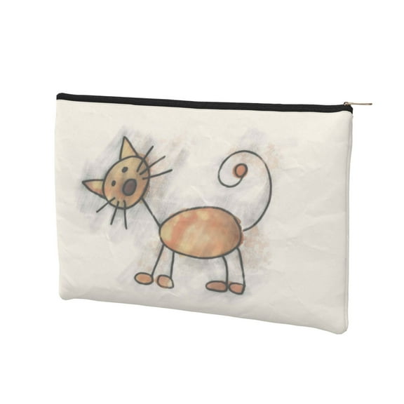 Rocae Brown Cat Cartoon for Cosmetic Bags for Women Paper Reusable Cosmetic Bag Travel Toiletry Organizer Capacity Multipurpose Zipper Pouch