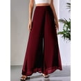 thumbnail image 6 of Women'S Chiffon Dress Beach Wide Leg Palazzo Pants Trouser Wine Red XL, 6 of 7