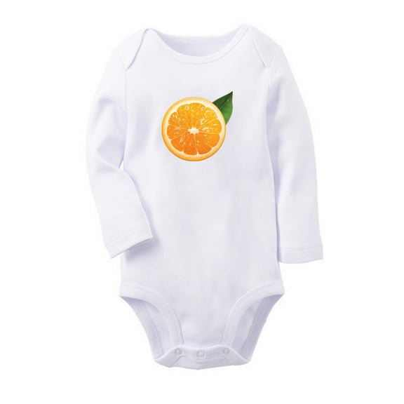 Fruit Orange Image Print Cute Rompers, Newborn Baby Unisex Bodysuits, Infant Jumpsuits, Toddler 0-12 Months Kids Long Sleeves Oufits (White, 6-12 Months)